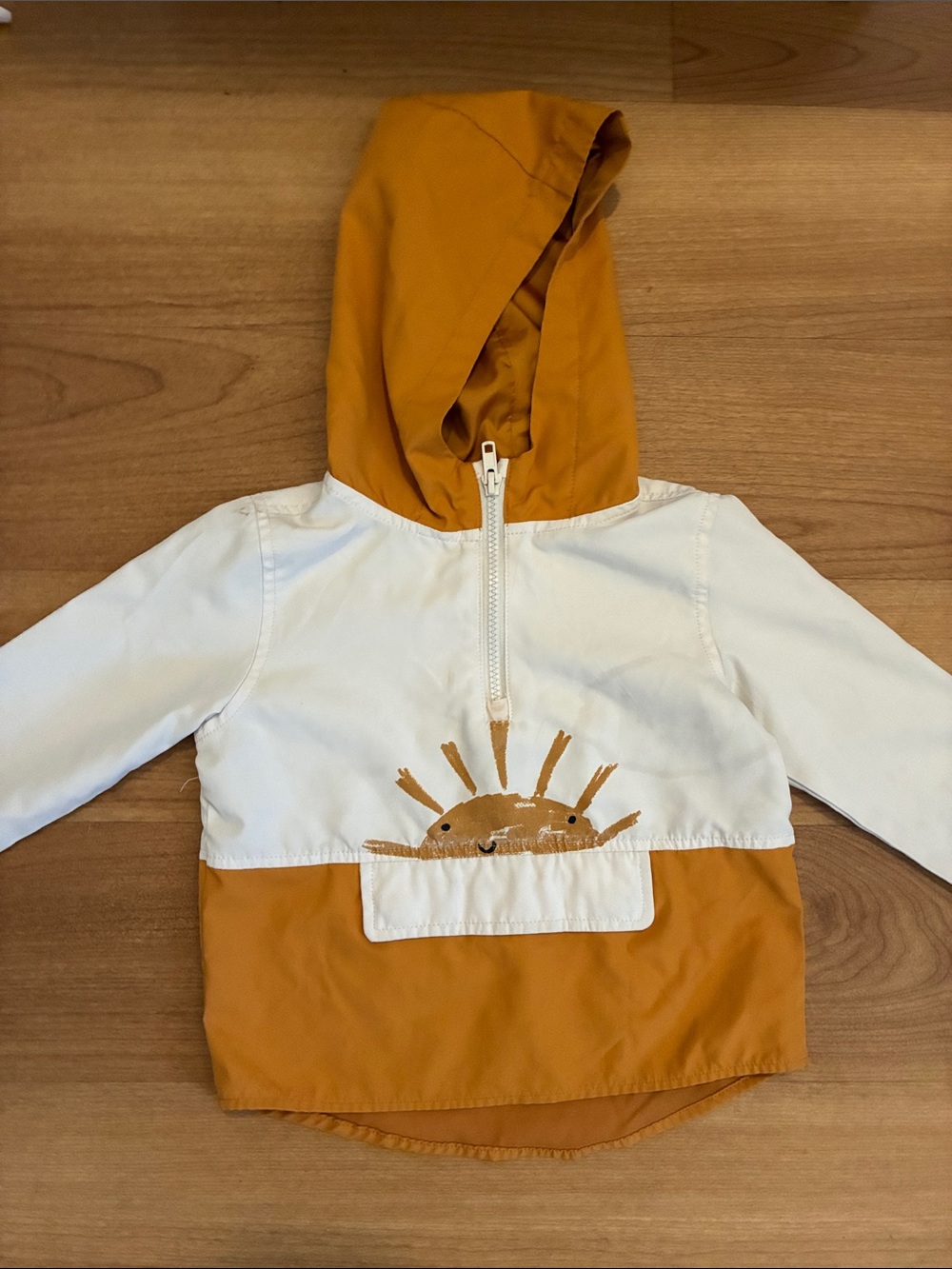 art class White and Mustard Kids Hooded Jacket with Sun Detail